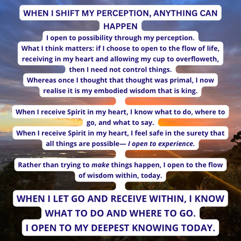 WHEN I SHIFT MY PERCEPTION, ANYTHING CAN HAPPEN